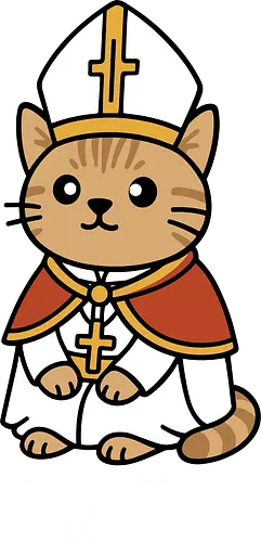 Adorable Catholic Pope Cat Cartoon  - Catholic cat, Pope cat, cute cat, religious art, cartoon cat, feline pope, funny cat, Christian art, church cat, kitten, animal art, religious humor, holy cat, pet art, unique gift, cat lover, Catholic faith, adorable animal, sacred cat