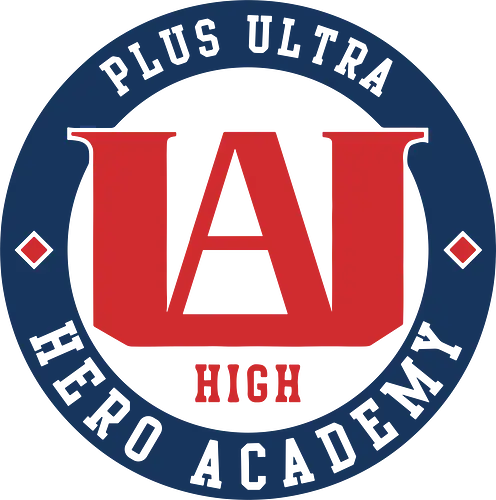 Academia U.A. High Plus Ultra Emblem Art - Academia, U.A. High, Plus Ultra, MHA, anime, manga, Deku, All Might, hero academy, anime art, fan merchandise, hero logo, U.A. emblem, aspiring heroes, anime clothing