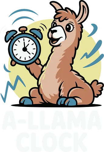 A-llama Clock - llama, alarm clock, cartoon, humor, pun, playful, fun, character, cute, colorful