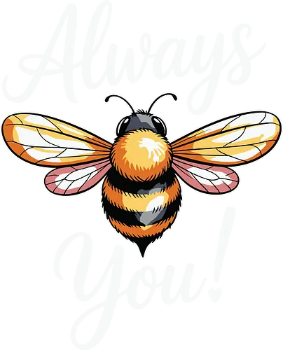 Always You - bee, typography, nature, message, gray, wings, script, insect, heart, design