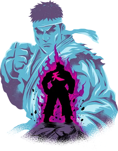 fighting the demon  - streetfighter, akuma, mbison, ryu, ken, fighter, game, 80s, cool, attack, versus
