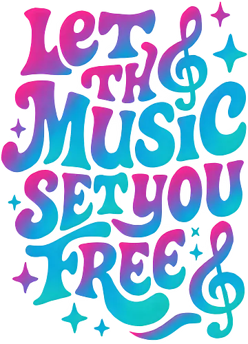 Lass dich von der Musik befreien, Retro-Vibes - Musik, Musical, Neon, Ästhetik, Illustration, Pop-Art, Cool, Lustig, DJ, Energie, Retro, Vibes, Groovy, Gute Stimmung, LM2Kone