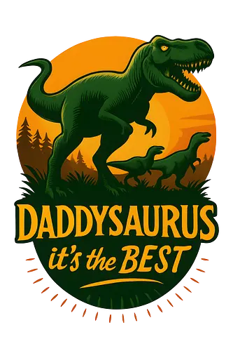 Daddysaurus Vintage - Papa, Papa, lm2kone, cool, Daddysaurus, Dino, Dinosaurier, lustig, cool, Humor, beste, Vintage, Vatertag, ästhetisch, Illustration, lm2kone