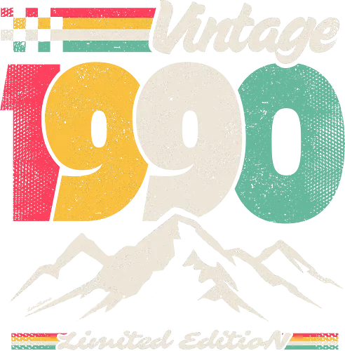 Retro Vintage 1990 - Limitierte Auflage - 1990er, 1990er, 90er, Ästhetisch, Jubiläum, Geburtstagsgeschenk, Geburtstag, lustig, Geschenk, Alles Gute zum Geburtstag, Illustration, Limitierte Auflage, Hergestellt 1990, Berg, Retro, Retro-T-Shirt, Retro-Vintage, Vintage, Vintage-T-Shirt