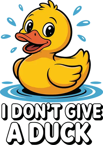 I DON'T GIVE A DUCK - duckling, humor, splash, yellow, cartoon, fun, playful, text, cute, water