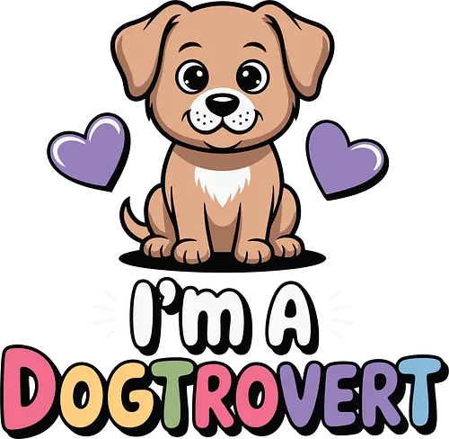 I'm a Dogtrovert - puppy, cartoon, hearts, lettering, colorful, cute, playful, text, design