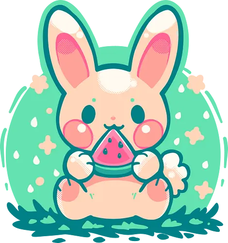 Summer Watermelon Bunny - kawaii Hase, Sommerhase, niedlicher Hase, Pastell-Ästhetik, Wassermelone Hase, Hase, süße Melone, Tierliebhaber Wassermelone, kawaii bunny, summer bunny, cute rabbit, pastel aesthetic, watermelon bunny, bunny, sweet melon, animal lover  watermelon