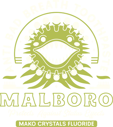 Malboro Toothpaste Emblem - final 9, final 7, final ix, malboro, molbol, quina quen, Cactus, Kupo, Kweh, final xiv, ff14, Cloud, Villain, video game, fat chocobo, vivi ornitier, black mage, fantasy