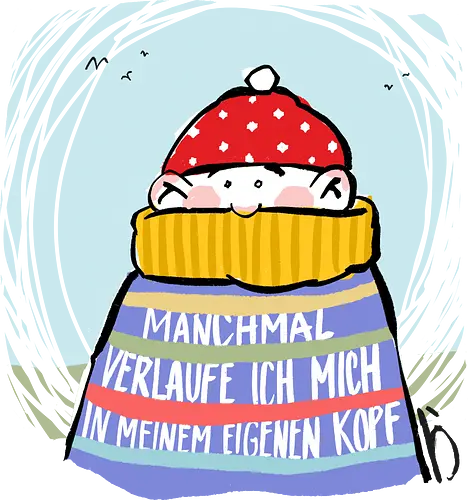 Manchmal verlaufe ich mich in meinem eigenen Kopf - Ringelpullisprüche, Ringeldinger, streifenweise, Spruch, Weisheit, Motivation, Ringelpulli, SprücheShirt, Cartoon Illustration, Statement, lost, verwirrt, verlaufen. Handgezeichnet, Humor, Selbstironie, Streifenpulli, Spruchshirt, deutsch