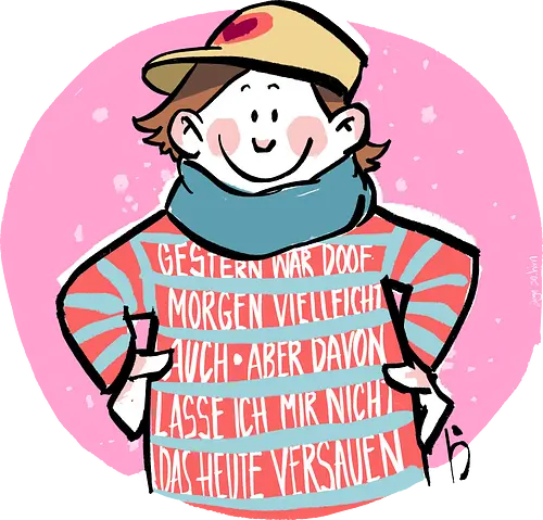 Gestern war doof... - Ringelpullisprüche, Ringeldinger, streifenweise, Spruch, Weisheit, Motivation, Ringelpulli, SprücheShirt, Cartoon Illustration, Statement, Handgezeichnet, Humor, Selbstironie, Streifenpulli, Spruchshirt, deutsch