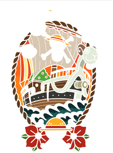  Straw Hat Pirates Going Merry Ship Pirate Anime Art - Pirate, Going Merry, Straw Hat Pirates, pirate, pirate ship, anime, manga, adventure, jolly roger, anime art, fan merchandise, sailing, Laboon, pirate, shonen, Japanese animation, One Piece ship, nautical, anime print