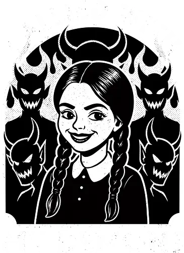Goth Girl Demons - Demons, Demon, Horror, Fantasy, Halloween, Sarcasm, Sarcastic, Sarcastic Art, Sarcastic Humor, Irony, Spooky, Goth Gothic, Gothic Horror, Fire, Souls