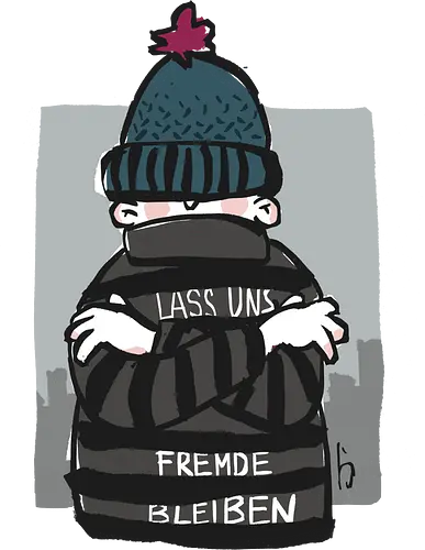 Lass uns Fremde bleiben - Ringelpullisprüche, Ringeldinger, streifenweise, Spruch, Weisheit, Motivation, Ringelpulli, SprücheShirt, Cartoon Illustration, Statement, Misanthrop, Handgezeichnet, Humor, Selbstironie, Streifenpulli, Spruchshirt, deutsch