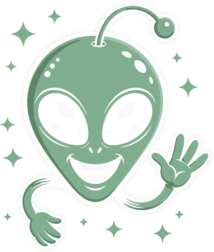 Cute Waving Alien Head with Antenna Sci-Fi Art - Cute alien, friendly alien, sci-fi, UFO, extraterrestrial, alien head, space, cosmos, whimsical, cute art, sci-fi fan, outer space, alien waving, antenna, extraterrestrial life, alien art, celestial, cosmic, quirky, space gift