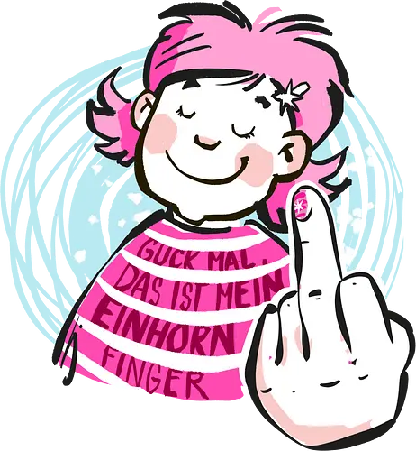 Einhornfinger - Ringelpullisprüche, Ringeldinger, streifenweise, Spruch, Weisheit, Motivation, Ringelpulli, SprücheShirt, Cartoon Illustration, Statement, Einhorn, Mittelfinger, Handgezeichnet, Humor, Selbstironie, Streifenpulli, Spruchshirt, deutsch