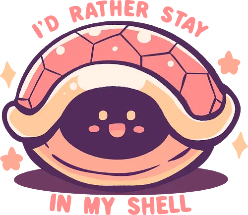 Id Rather Stay in my Shell - turtle, shell, inside shell, introvert turtle, shy, funny, cute, home, ängstliche Schildkröte, Schildkrötenpanzer, introvertiert, zu Hause glücklich, keine Pläne, Schildkröten, zurückgezogen