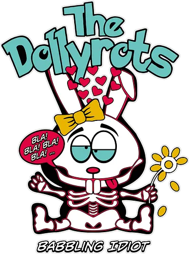 The Dollyrots - Babbling Idiot - Punk Rock Pop - The Dollyrots Punk Pop, amerikanische Punkband, Babbling Idiot Kunst, stilisiertes Kaninchendesign, weiblicher Punkrock, frecher Pop Punk, Punk schwarzer Humor, Underground Pop Punk Kultur, Dollyrots alternativer Look, DIY Punk Geist, amerikanische Indie-Band, Kelly Ogden Dollyrots, Luis Cabezas Dollyrots, alternative Spaßmusik, Loja MacacoRato Dollyrots