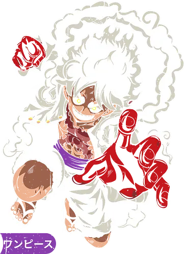 Monkey D. pirate Gear 5 Nika Form Pirate Art - Monkey D. Luffy, Gear 5, Nika, Pirate, anime, manga, Sun God Nika, awakened, anime art, fan merchandise, pirate, anime transformation, shonen, Japanese animation, Wano Arc, Pirate King, powerful, Joy Boy, action pose