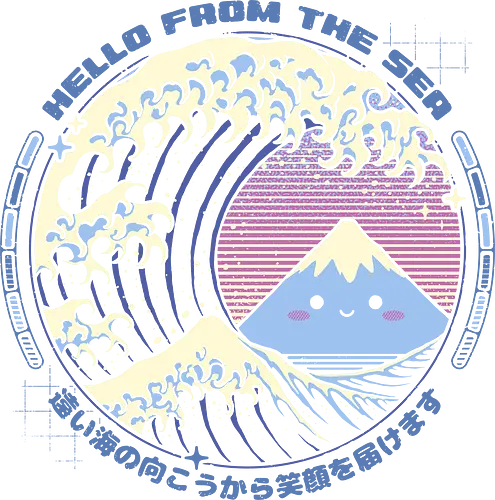Hello Wave - great wave, cute, japan art, vintage, retro, kawaii, anime