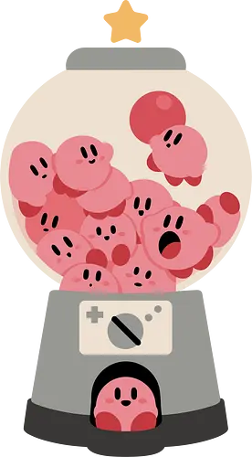 Gumball Machine - Pink, gumball machine, video game, cute, kawaii, retro gaming, video game art, fan merchandise, Kirby fan, game art, adorable, whimsical, pink puffball, console gaming, gamer gift