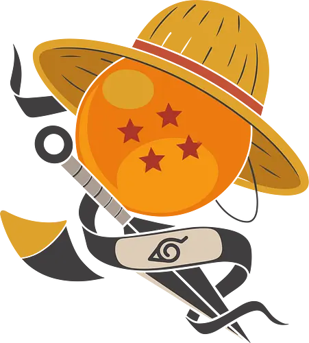 Anime Crossover Dragon Pirate Shinobi Mashup Art - Anime crossover, Dragon, Pirate, Shinobi, shonen, mashup, Dragon Ball Z, Straw Hat, ninja headband, anime art, fan merchandise, Goku, pirate, Naruto Uzumaki, anime fan, fandom, iconic symbols, manga, Japanese animation, epic