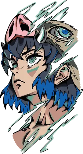 Inosuke Hashibira Unmasked Slayer Anime Art - Inosuke Hashibira, Slayer, Kimetsu no Yaiba, unmasked, boar mask, handsome face, anime, manga, anime art, fan merchandise, Tanjiro Kamado, Zenitsu Agatsuma, Hashibira, shonen, Japanese animation, Inosuke, anime print, iconic, demon slayer corps
