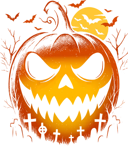 Scary Halloween Pumpkin - 31st October, candy corn, cool, evil pumpkin, halloween, autumn, happy halloween, happy halloween tee, monster, October 31st, pumpkin, scary, scary tee, silhouette, spooky, trick or treat, aesthetic, illustration