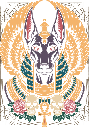 Anubis Egyptian Canine Portrait - anubis, egyptian, dog, mythic, tattoo, gothic