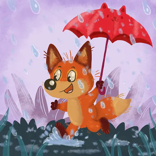 Pfützenfuchs - Comic, Regen, Herbst, Fuchs, Fox, Cute