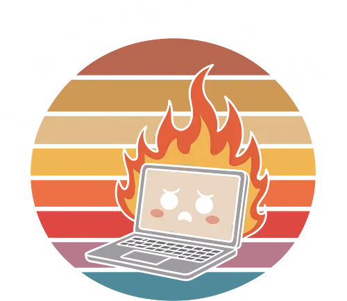 Everything Is Fine" Laptop on Fire Funny Tech Art - Everything is fine, laptop on fire, tech humor, IT professional, programmer, gamer, funny tech, sarcastic, witty, retro, vintage, computer, tech support, funny quote, typography, relatable, office humor, tech gift, deadpan, funny art