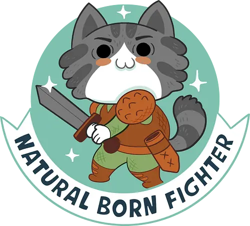 RPG Cats - Natural Born Fighter - RPGArt, FantasyIllustration, DungeonCrawl, CuteFantasy, rpg, Pen and Paper, Katzen, fantasy katzen, Pen and paper, RPG, gaming, fantasy, D20, 20 sided dice, character classes, rollenspiel, rpg, rpg katzen