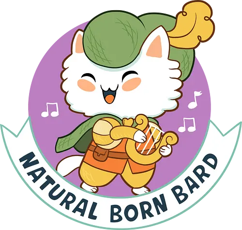 RPG Cats - Natural Born Bard - RPGArt, FantasyIllustration, DungeonCrawl, CuteFantasy, rpg, Pen and Paper, Katzen, fantasy katzen, Pen and paper, RPG, gaming, fantasy, D20, 20 sided dice, character classes, rollenspiel, rpg, rpg katzen