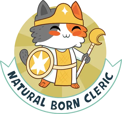 RPG Cats - Natural Born Cleric - RPGArt, FantasyIllustration, DungeonCrawl, CuteFantasy, rpg, Pen and Paper, Katzen, fantasy katzen, Pen and paper, RPG, gaming, fantasy, D20, 20 sided dice, character classes, rollenspiel, rpg, rpg katzen