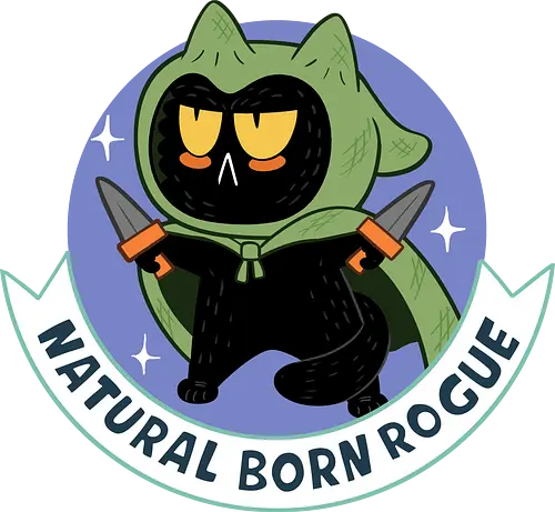 RPG Cats - Natural Born Rogue - RPGArt, FantasyIllustration, DungeonCrawl, CuteFantasy, rpg, Pen and Paper, Katzen, fantasy katzen, Pen and paper, RPG, gaming, fantasy, D20, 20 sided dice, character classes, rollenspiel, rpg, rpg katzen