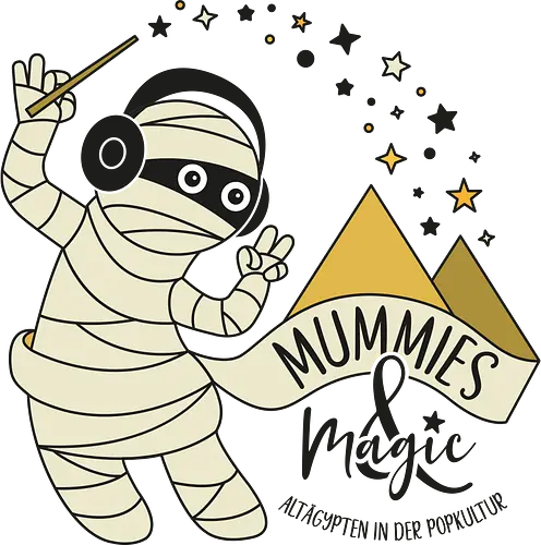 Logo Mummies & Magic - Nilpferd, Krokodil, Mumie, Ägypten, Podcast, Pyramide