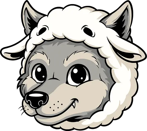 Cute but Dangerous - wolf in sheep’s clothing, cute wolf art, funny wolf design, dangerous but cute, kawaii wolf illustration, cartoon wolf design, dark humor art, ironic animal art, bold graphic design, unique t-shirt print, POD design wolf, retro cartoon animal, clever illustration, funny predator prey art, stylish wolf art, sheep disguise wolf, humor animal design, alternative art print, wolf lover gift, bold streetwear wolf
