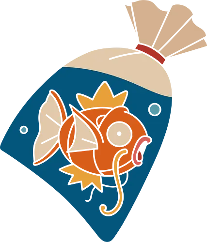 Fish in a Bag Splash Pocket Anime Art - Fish, fish in a bag, anime, manga, video game, Splash, nostalgia, retro gaming, fan merchandise, water type, shonen, Japanese animation, anime print, cute, funny, iconic, Magikarp art