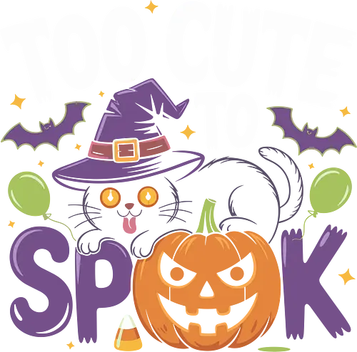 Too Cute To Spook Halloween Cat - too cute to spook t-shirt, halloween cat shirt, cute spooky tee, black cat halloween shirt, witch cat t-shirt, pumpkin halloween shirt, halloween party outfit tee, kawaii halloween shirt, cute halloween graphic tee, spooky but cute shirt, halloween cat lover gift, halloween witch cat shirt