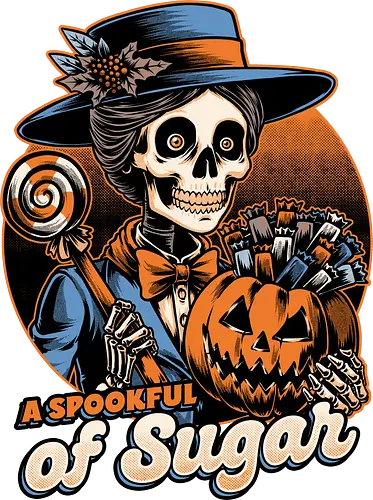 Halloween Spooky Sugar - halloween, holiday, october, spooky, trick or treat, Vintage, Retro Vintage, movie, classic, Scary, creepy, skeleton, skull, spoonful, sugar, musical, candy, pumpkin