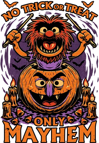 Puppet Pumpkin Halloween - Halloween, Halloween Design, Halloween Art, Animal, Puppet, Spooky, Spooky Season, Vampire, Tv Show, Classic, Fright, Scary, Bats, Bat, Candy Corn, Candy, Trick Or Treat, Mayhem
