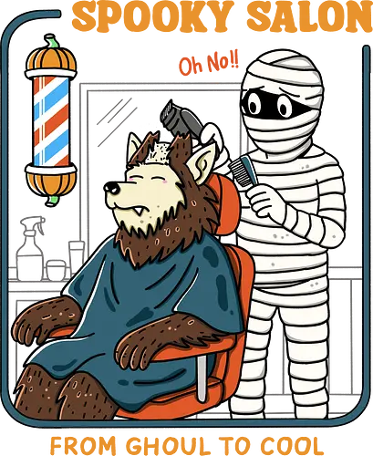 Spooky Salon - spooky, salon, Halloween, funny, humor, trick or treat, mummy, werewolf, halloween night, pumpkin, haircut, relatable Spooky Salon - spooky, salon, Halloween, funny, humor, trick or treat, mummy, werewolf, halloween night, pumpkin, haircut, relatable