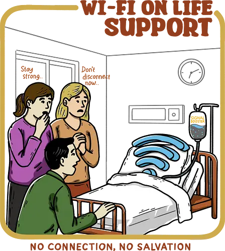 Wi-Fi On Life Support - wifi, wi-fi, retro horror, dark, absurd, relatable, sarcastic, addicted, internet humor, hospital, parody, buffering