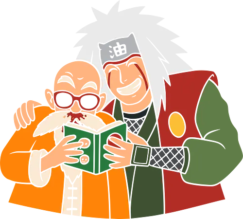 The  Masters - Jiraiya, Master Roshi, Shinobi, Dragon, fan art, anime, manga, crossover, pervy sage, nerd, geek, otaku, funny, humor, Icha Icha Paradise, Ero Sennin, anime masters, anime characters, pop culture