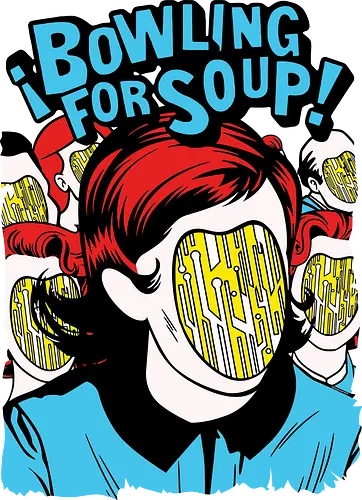 Bowling for Soup - Pop-Punk-Kunst Texas 1994 - Bunter Cartoonstil - Bowling for Soup, Texas Pop-Punk, bunte Cartoonkunst, Pop-Punk Humor, Power Pop, Alternative Rock, Wichita Falls, Pop-Punk Szene, Underground Kunst, MacacoRato, Pop-Punk Kultur, 90er und 2000er, musikalische Frechheit, Indie Cover Stil, lebendige Farben