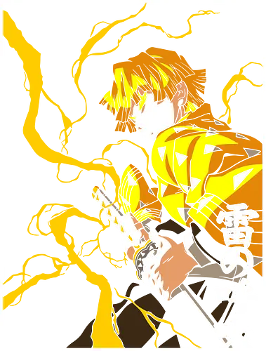  Zenitsu Agatsuma Thunder Breathing Slayer Art - Zenitsu Agatsuma, Slayer, Kimetsu no Yaiba, Thunder Breathing, anime, manga, lightning, anime art, fan merchandise, Tanjiro Kamado, Demon Slayer Corps, shinobi, Japanese animation, shonen, anime print, Zenitsu, lightning power, anime character, demon, Zenitsu fan