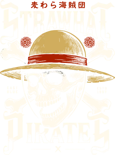Strohhutpiraten - Jolly Roger - Ästhetik, Anime, Biker, Geek, Geschenk, Illustration, Jolly Roger, pirate, Manga, Monkey D. Ruffy, Motorrad, Mugiwara, Nika, Otaku, Pirat, Felsen, Roger, Totenkopf, Piratenschädel, Strohhut, Piraten-Strohhüte