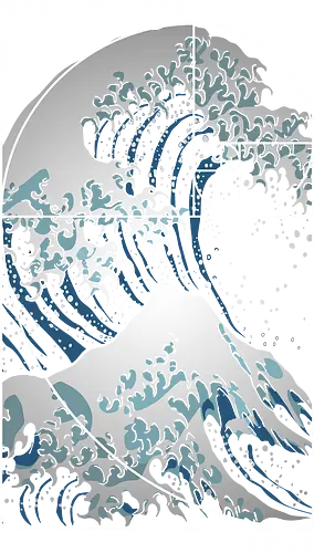 Die große Welle der Fibonacci-Spirale – Modern Blue - Anime, Schwarzweiß, Fibonacci, Fibonacci-Folge, Fibonacci-Spirale, Geek, Geometrisch, Geometrie Fibonacci, Geschenk, Geschenkidee, Goldener Schnitt, Große Welle, Japan, Japanische Kunst, Japanische Kunst, Kanagawa, Manga, Modern, Natur, Die Große Welle, Die Große Welle von Kanagawa, Die Große Welle vor Kanagawa, Welle