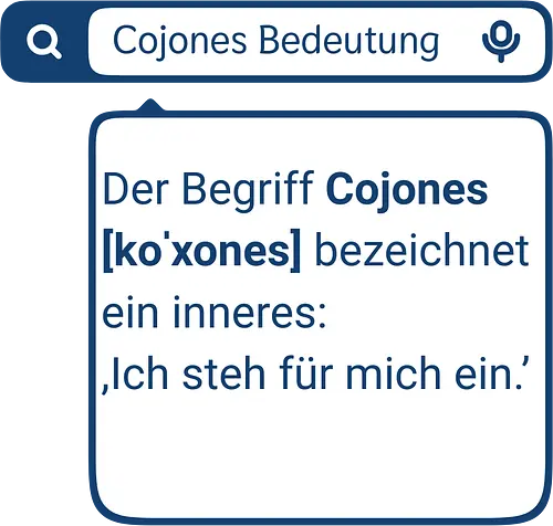 Cojones [koˈxones] | Ich steh für mich ein - Ich steh für mich ein, Mut zeigen, Cojones, Statement Shirt, Selbstvertrauen, Innere Stärke, Selbstbewusstsein, Empowerment, Mentale Klarheit, Haltung zeigen, Motivation, Stärke tragen, Mindset Shirt