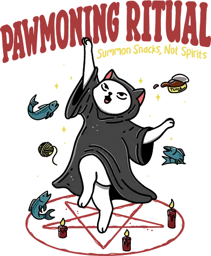 Pawmoning Ritual - cat, ritual, pawmoning, summoning, summon, humor, funny, Halloween, snacks, eat, dark, kawaii