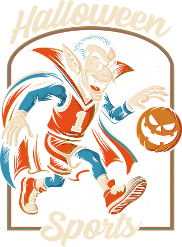 Halloween Sports - halloween sports, funny vampire, basketball halloween, spooky basketball, halloween humor, retro halloween art, vampire athlete, horror sports, halloween basketball gift, halloween tee, halloween poster, basketball with pumpkin, dark humor halloween, vintage vampire design